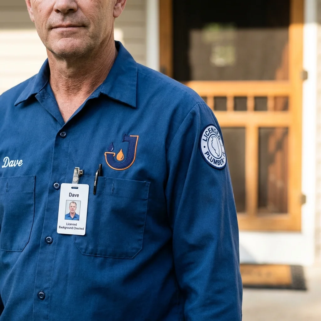 Licensed plumber showing ID badge in Walnut Grove, CA