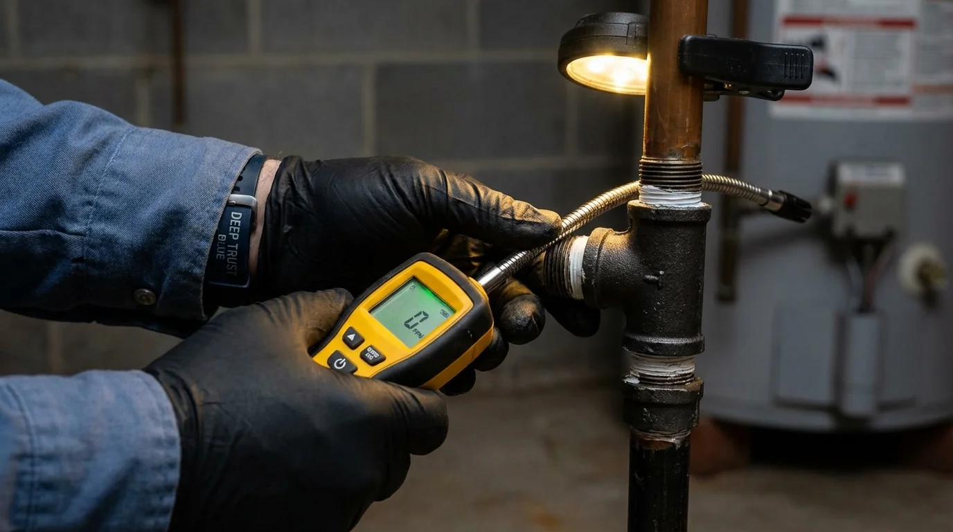Gas leak detection with electronic sniffer by Johns Plumbing LLC in Walnut Grove