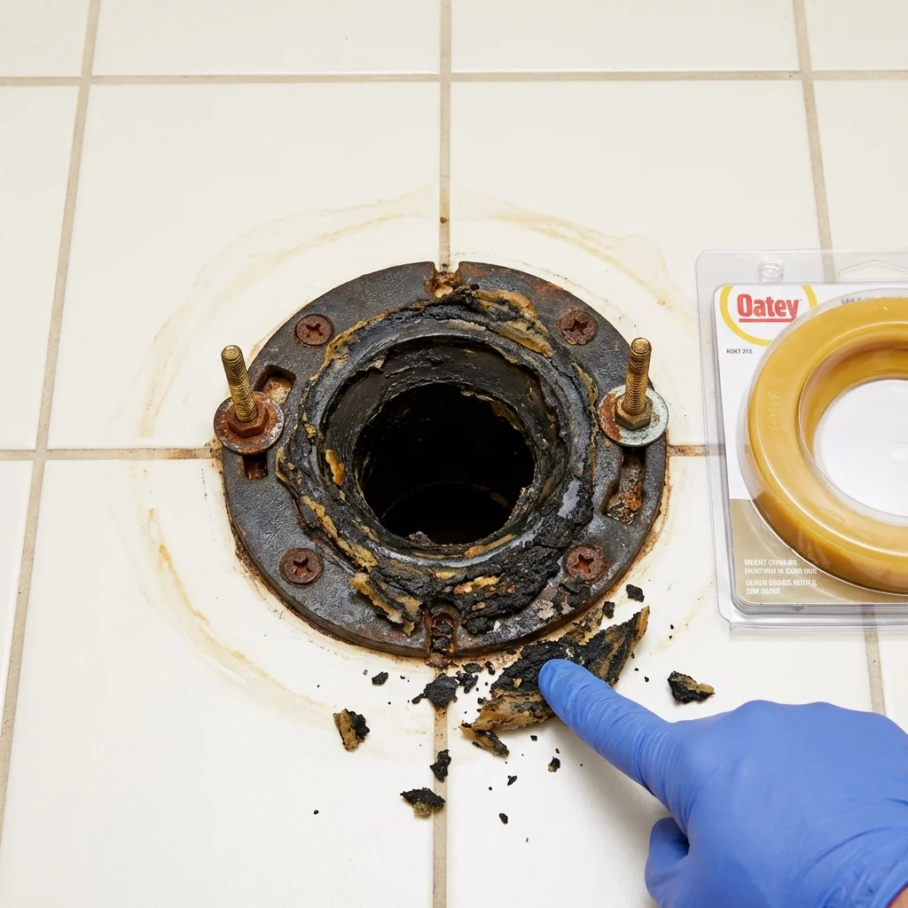 Failed wax ring showing water seepage at the base of a toilet in a Walnut Grove, CA home